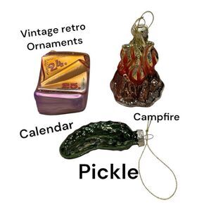 Vintage Retro Christmas Ornaments Set year 2000